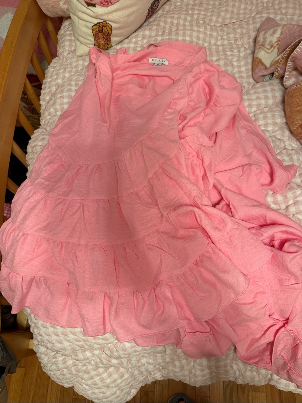 Hyfve Pink Tiered Ruffle wrap skirt